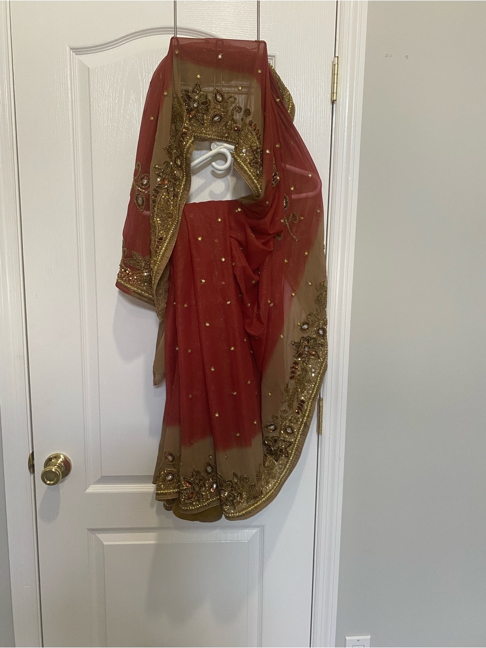 Elegant brownish maroon Gold Embroidered Women's sari
